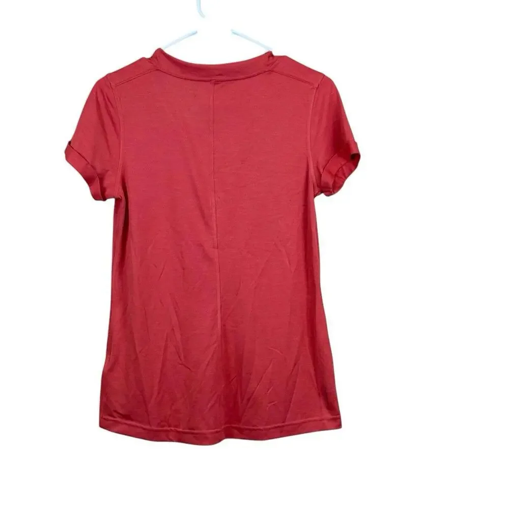 The North Face Flash Dry Shirt Women's Size S Salmon Stretch V Neck Short Sleeve - Picture 2 of 4